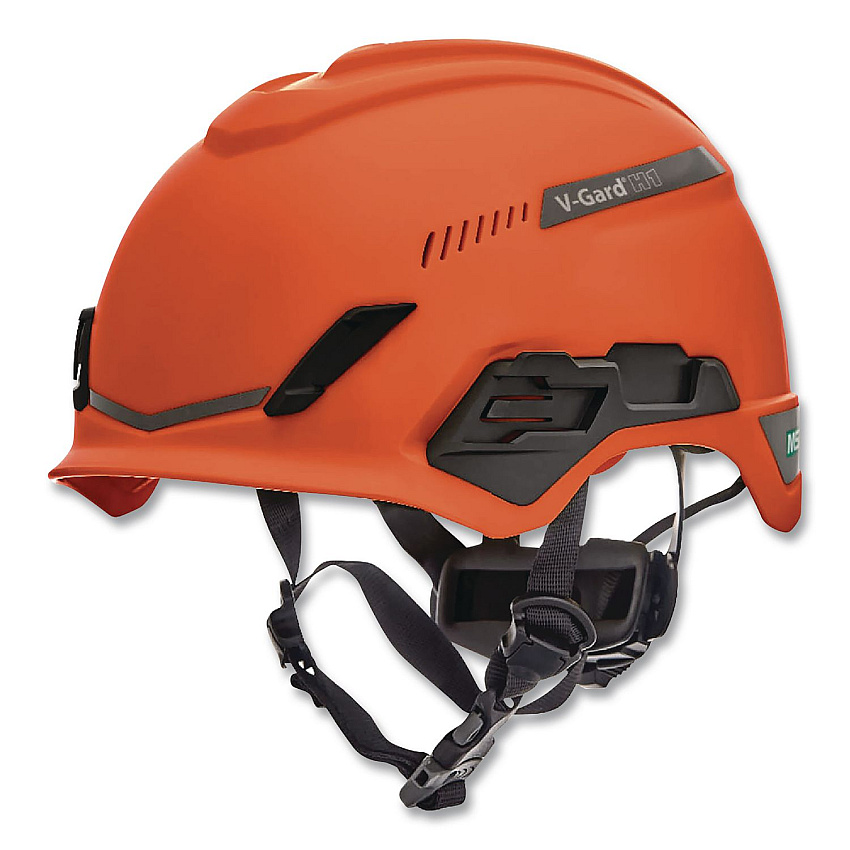 MSA V-Gard H1 Safety Helmet, Vented, Brimless, Fas-Trac III Pivot Ratchet Suspension, One Size Fits Most (6.5 to 8), Orange (10194789)