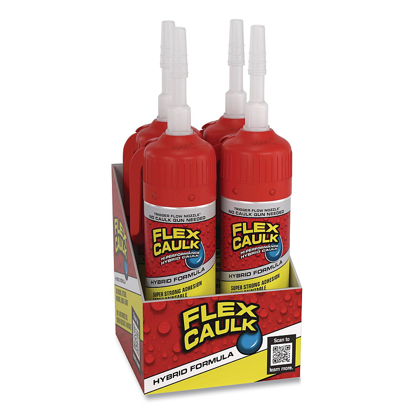Flex Caulk Hi-Performance Hybrid Caulk, 3 oz Aerosol Can, Dries Clear, 4/Carton (CFSCLRR100)