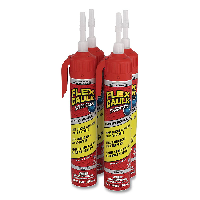Flex Caulk Hi-Performance Hybrid Caulk, 6.6 oz Aerosol Can, Dries Clear, 4/Carton (CFSCLRR675)