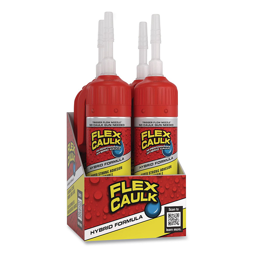 Flex Caulk Hi-Performance Hybrid Caulk, 4.6 oz Aerosol Can, Dries White, 4/Carton (CFSWHTR100)