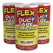 Flex Super Wide Duct Tape, 4" Core, 39 mil Thick, 7.5" x 20 ft, White, 3/Carton (DTWHTR7520)
