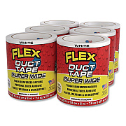 Flex Super Wide Duct Tape, 4" Core, 39 mil Thick, 4.6" x 20 ft, White, 6/Carton (DTWHTR4620)