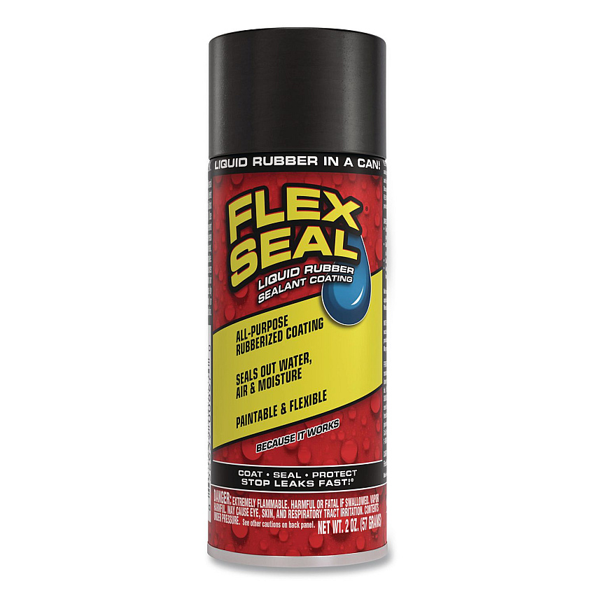 Flex Seal Liquid Rubber Sealant Coating Aerosol, 2 oz Aerosol Can, Dries Black, 12/Carton (FSBLKMINI)