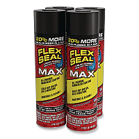 Flex Seal Liquid Rubber Sealant Coating MAX Aerosol, 17 oz Aerosol Can, Dries Black, 4/Carton (FSMAXBLK24)