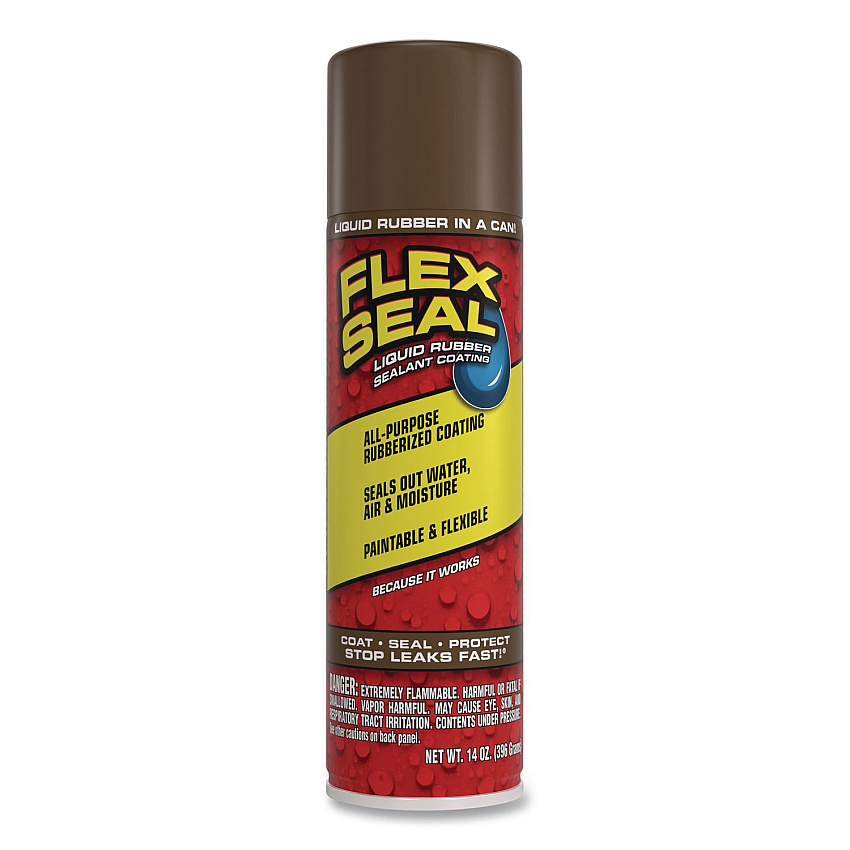 Flex Seal Liquid Rubber Sealant Coating Aerosol, 14 oz Aerosol Can, Dries Brown, 6/Carton (FSBRNR20)
