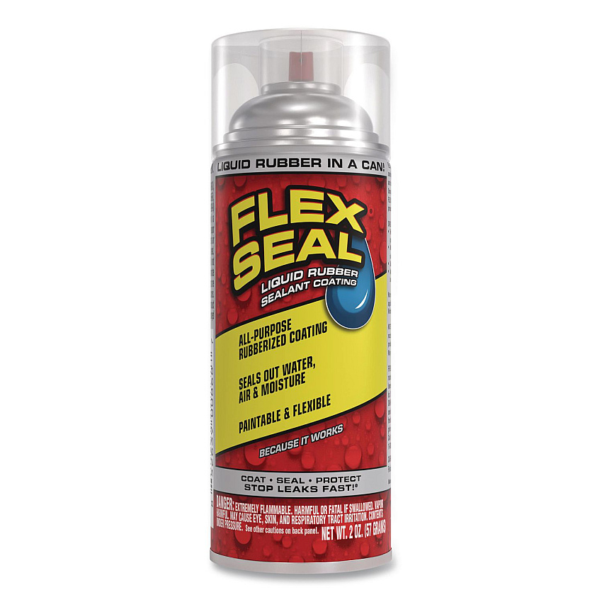 Flex Seal Liquid Rubber Sealant Coating Aerosol, 2 oz Aerosol Can, Dries Clear, 12/Carton (FSCLRMINI)