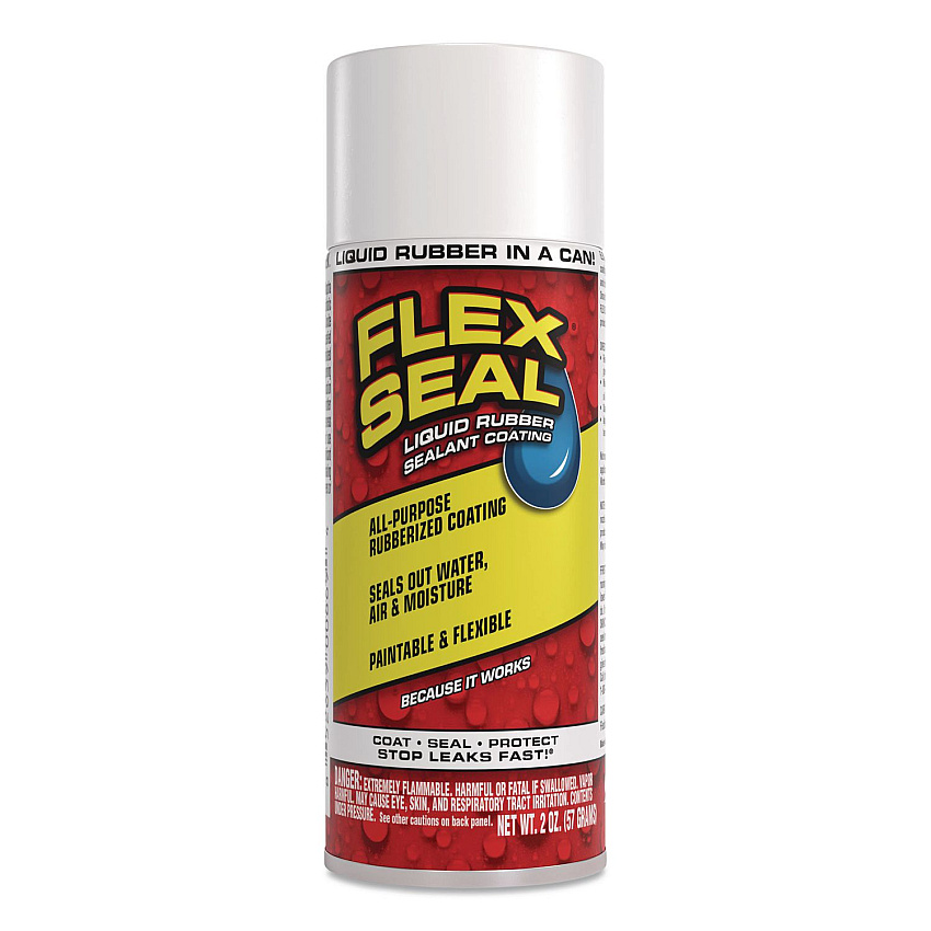 Flex Seal Liquid Rubber Sealant Coating Aerosol, 2 oz Aerosol Can, Dries White, 12/Carton (FSWHTMINI)