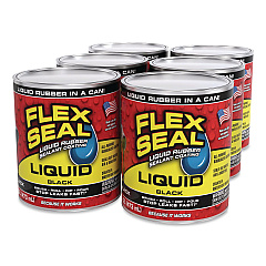 Flex Seal Liquid Rubber Sealant Coating Liquid, 16 oz Can, Dries Black, 6/Carton (LFSBLKR16)