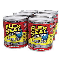 Flex Seal Liquid Rubber Sealant Coating Liquid, 16 oz Can, Dries Gray, 6/Carton (LFSGRYR16)