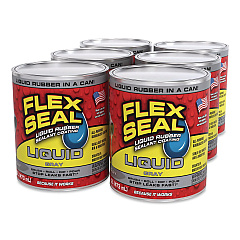 Flex Seal Liquid Rubber Sealant Coating Liquid, 16 oz Can, Dries Gray, 6/Carton (LFSGRYR16)