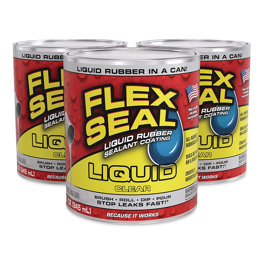 Flex Seal Liquid Rubber Sealant Coating Liquid, 32 oz Can, Dries Clear, 6/Carton (LFSCLRR32)