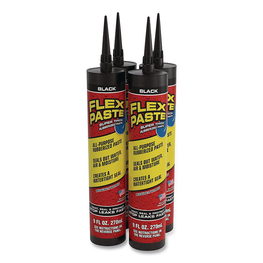 Flex Paste Super Thick Rubberized Paste, 9 oz Cartridge, Dries Black, 4/Carton (PFSBLKR10)