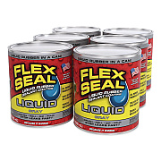 Flex Seal Liquid Rubber Sealant Coating Liquid, 32 oz Can, Dries Gray, 6/Carton (LFSGRYR32)