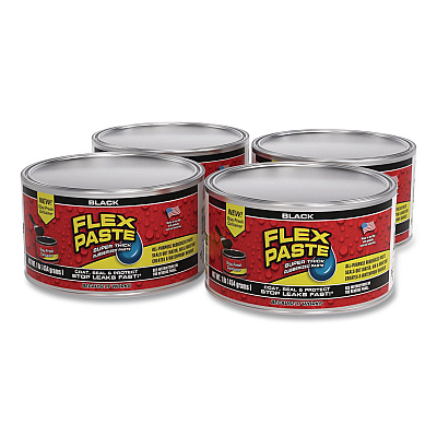 Flex Paste Super Thick Rubberized Paste, 1 lb Can, Dries Black, 4/Carton (PFSBLKR16)