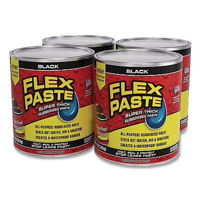 Flex Paste Super Thick Rubberized Paste, 3 lb Can, Dries Black, 4/Carton (PFSBLKR32)
