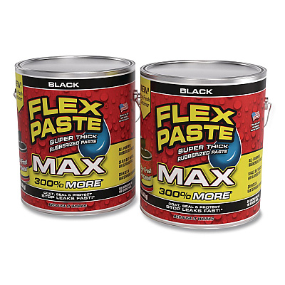 Flex Paste Super Thick Rubberized Paste Max, 12 lb Can, Dries Black, 2/Carton (PFSMAXBLK01)