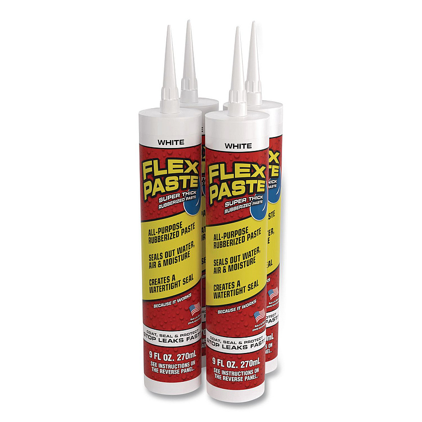 Flex Paste Super Thick Rubberized Paste, 9 oz Cartridge, Dries White, 4/Carton (PFSWHTR10)