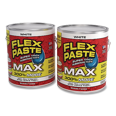 Flex Paste Super Thick Rubberized Paste Max, 12 lb Can, Dries White, 2/Carton (PFSMAXWHT01)