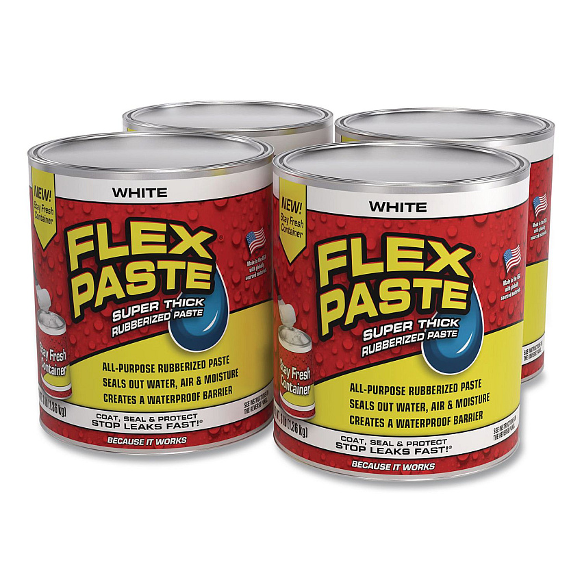 Flex Paste Super Thick Rubberized Paste, 3 lb Can, Dries White, 4/Carton (PFSWHTR32)