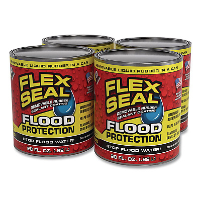 Flex Seal Liquid Flood Protection, 28 oz Can, Dries Yellow, 4/Carton (RLSYELR32)