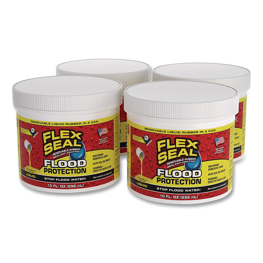 Flex Seal Liquid Flood Protection, 10 oz Can, Dries Yellow, 4/Carton (RLSYELR12)