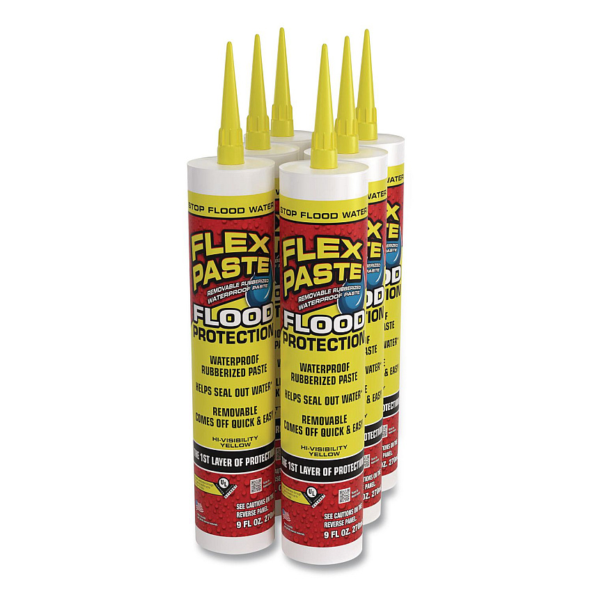 Flex Paste Flood Protection Paste, 9 oz Cartridge, Dries Yellow, 6/Carton (RPSYELR10)