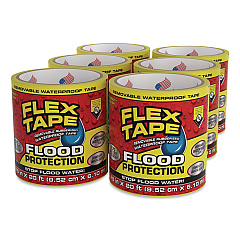 Flex Tape Removable Rubberized Waterproof Flood Protection Tape, 3.75" x 20 ft, Yellow, 6/Carton (RTSYELR0420)