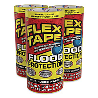 Flex Tape Removable Rubberized Waterproof Flood Protection Tape, 7.5" x 20 ft, Yellow, 3/Carton (RTSYELR0820)