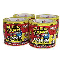 Flex Tape Removable Rubberized Waterproof Flood Protection Tape, 3.75" x 50 ft, Yellow, 4/Carton (RTSYELR0450)