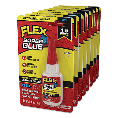 Flex Super Glue, Precision Tip, Gel, 0.5 oz, Dries Clear, 8/Carton (SGGELB15)