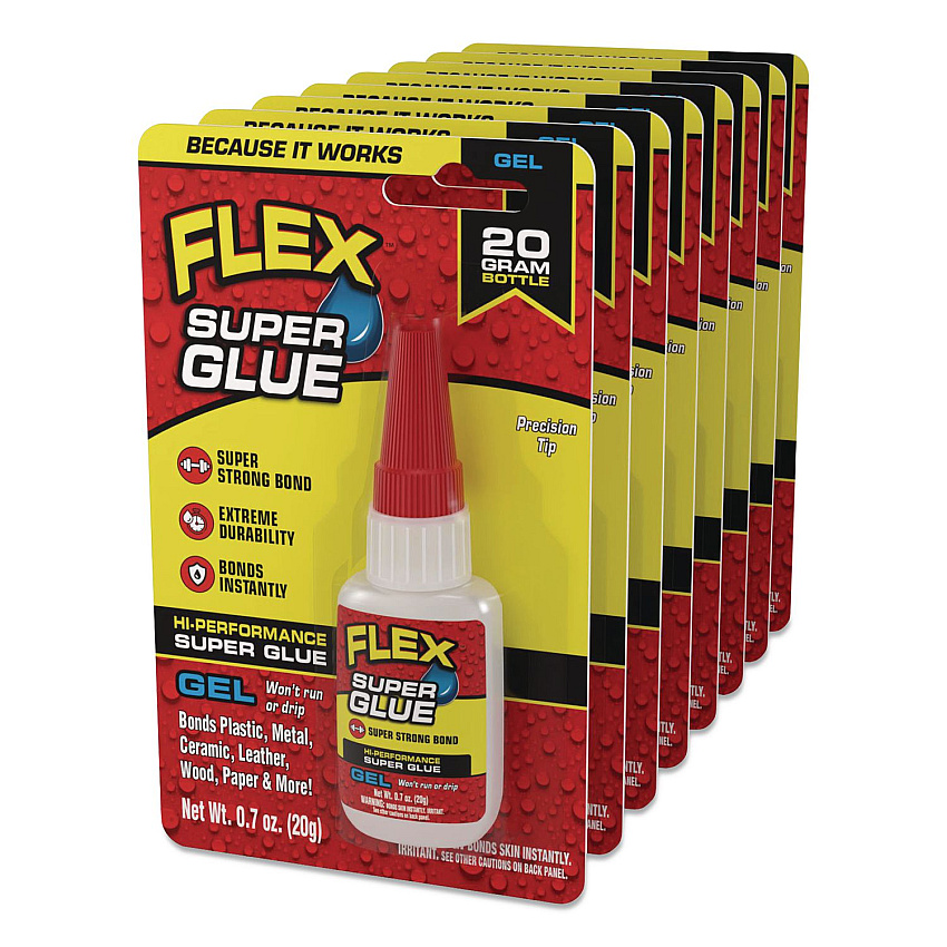 Flex Super Glue, Precision Tip, Gel, 0.7 oz, Dries Clear, 8/Carton (SGGELB20)