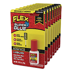 Flex Super Glue, Precision Brush, Liquid, 0.5 oz, Dries Clear, 8/Carton (SGLIQ10BT)