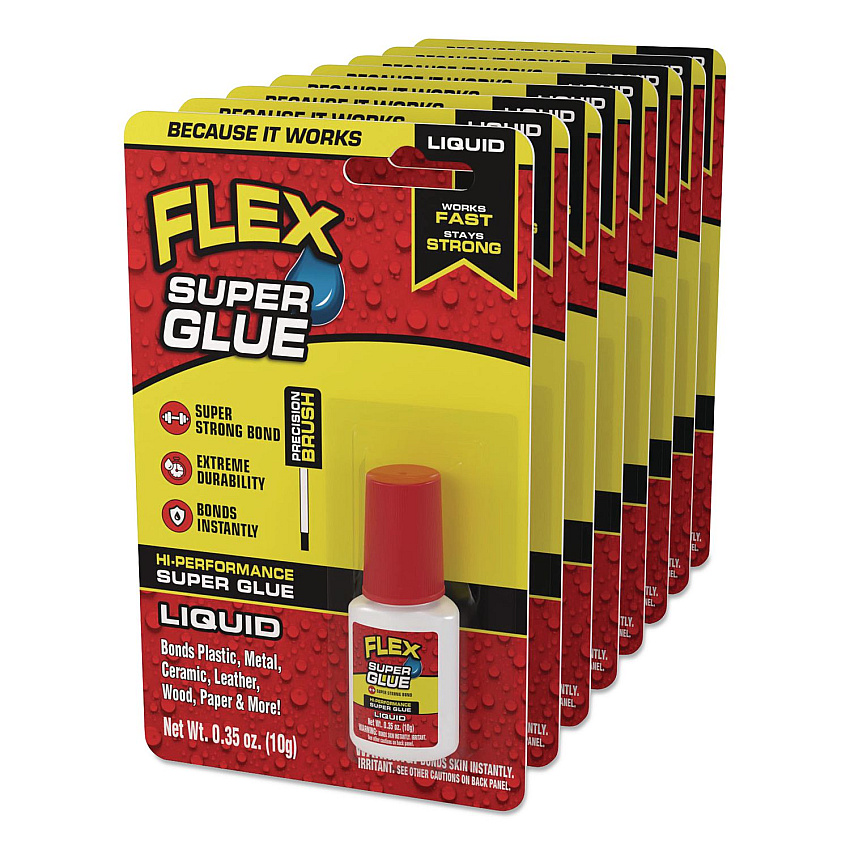 Flex Super Glue, Precision Brush, Liquid, 0.5 oz, Dries Clear, 8/Carton (SGLIQ10BT)