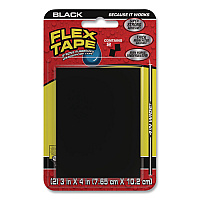 Flex Tape Strong Rubberized Waterproof Tape, 4" Core, 39 mils Thick, 4" x 3", Black, 24/Carton (TFSBLKMINI)