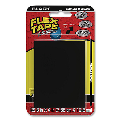 Flex Tape Strong Rubberized Waterproof Tape, 4" Core, 39 mils Thick, 4" x 3", Black, 24/Carton (TFSBLKMINI)