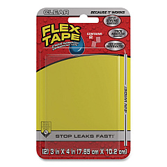Flex Tape Strong Rubberized Waterproof Tape, 39 mils Thick, 4" x 3", Clear, 2 Patches/Pack, 24/Carton (TFSCLRMINI)