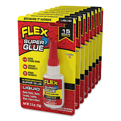 Flex Super Glue, Precision Tip, Liquid, 0.5 oz, Dries Clear, 8/Carton (SGLIQB15)