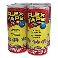 Flex Tape Strong Rubberized Waterproof Tape, 4" Core, 39 mil Thick, 8" x 5 ft, Clear, 4/Carton (TFSCLRR0805)