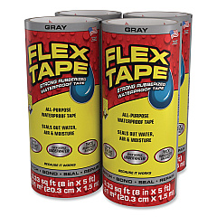 Flex Tape Strong Rubberized Waterproof Tape, 4" Core, 39 mil Thick, 8" x 5 ft, Gray, 4/Carton (TFSGRYR0805)
