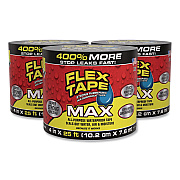 MAX Strong Rubberized Waterproof Tape, 4" Core, 39 mils Thick, 4" x 25 ft, Black, 3/Carton (TFSMAXBLK04)