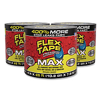 MAX Strong Rubberized Waterproof Tape, 4" Core, 39 mils Thick, 4" x 25 ft, Black, 3/Carton (TFSMAXBLK04)