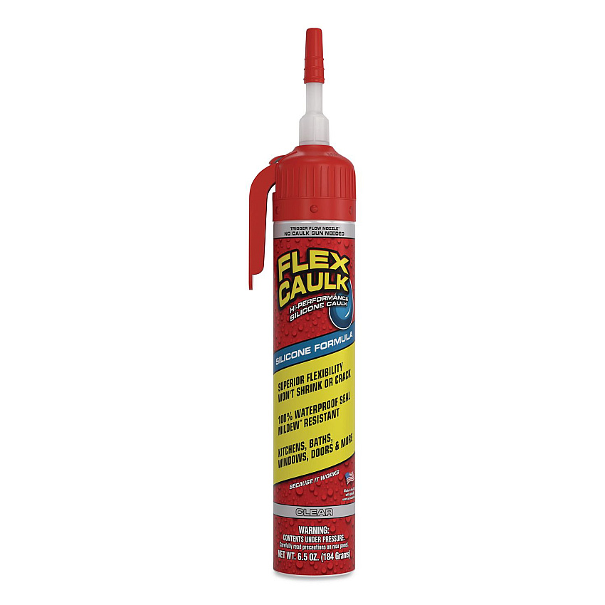 Flex Caulk Hi-Performance Silicone Caulk, 6.5 oz Aerosol Can, Dries Clear, 4/Carton (US600CLR200)