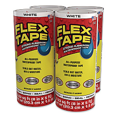 Flex Tape Strong Rubberized Waterproof Tape, 4" Core, 39 mil Thick, 8" x 5 ft, White, 4/Carton (TFSWHTR0805)