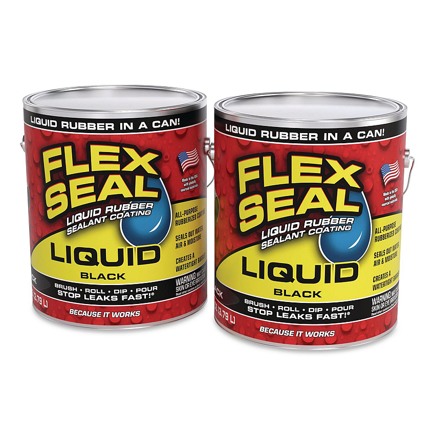 Flex Seal Liquid Rubber Sealant Coating Liquid, 1 gal Can, Dries Black, 2/Carton (US855BLK012)