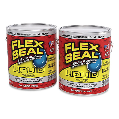 Flex Seal Liquid Rubber Sealant Coating Liquid, 1 gal Can, Dries Clear, 2/Carton (US855CLR012)