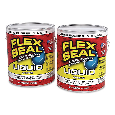 Flex Seal Liquid Rubber Sealant Coating Liquid, 1 gal Can, Dries White, 2/Carton (US855WHT012)