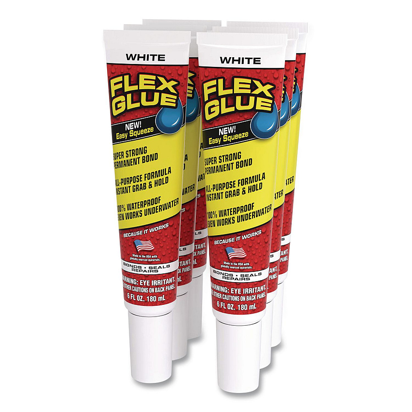 Flex Glue Easy Squeeze, 6 oz, Dries White, 6/Carton (GFSTANR06)