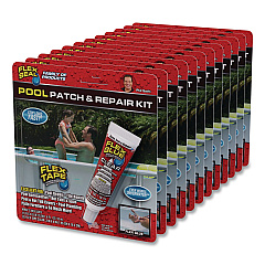 Pool Patch and Repair Kit, Flex Glue Mini Clear 0.6 oz Tube and (2) Flex Tape Mini Clear Patches 3" x 4", 12/Carton (POOLKITMINI)