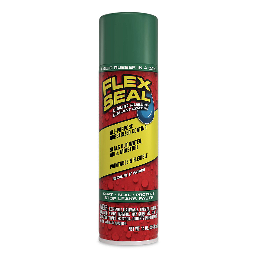Flex Seal Liquid Rubber Sealant Coating Aerosol, 14 oz Aerosol Can, Dries Green, 6/Carton (FSGRNR20)