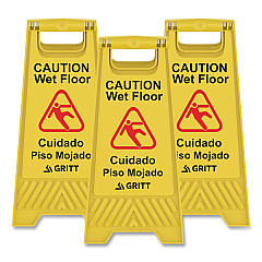 Caution Wet Floor Sign, 11.8 x 12 x 24, Yellow, 3/Pack (GRI184YEL3PK)